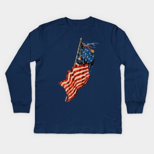 Vintage American Flag Kids Long Sleeve T-Shirt